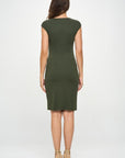 Renee C. Brushed Knit Short Sleeve Bodycon Dress with Slit