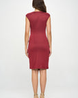 Renee C. Brushed Knit Short Sleeve Bodycon Dress with Slit