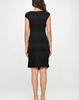 Renee C. Brushed Knit Short Sleeve Bodycon Dress with Slit