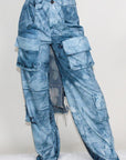 Athina Tie Dye Print Cargo Casual Pants