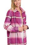 Zenana Yarn Dyed Plaid Shacket - Online Only