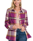 Zenana Yarn Dyed Plaid Shacket - Online Only