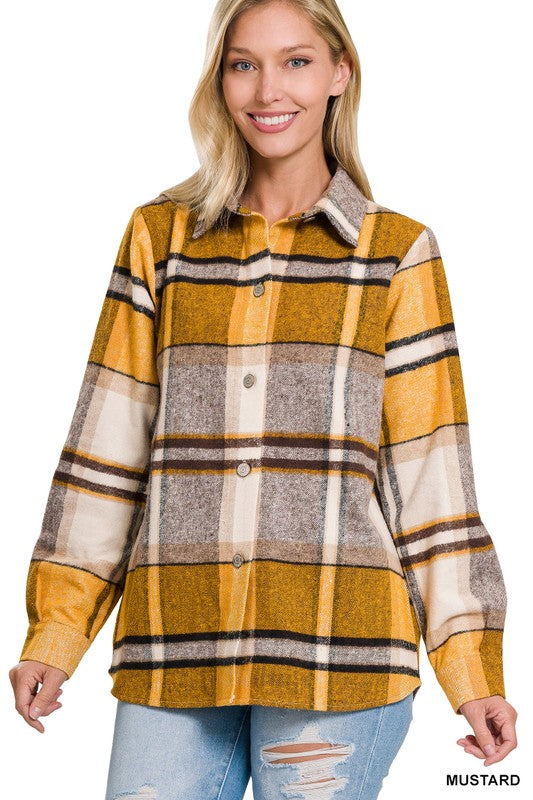 Zenana Yarn Dyed Plaid Shacket - Online Only