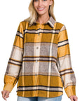 Zenana Yarn Dyed Plaid Shacket - Online Only