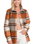 Zenana Yarn Dyed Plaid Shacket - Online Only