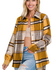 Zenana Yarn Dyed Plaid Shacket - Online Only