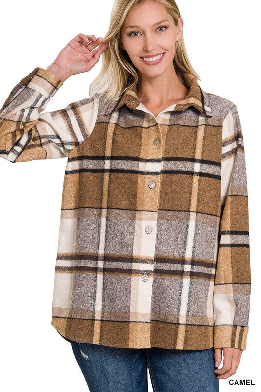 Zenana Yarn Dyed Plaid Shacket - Online Only