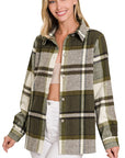 Zenana Yarn Dyed Plaid Shacket - Online Only