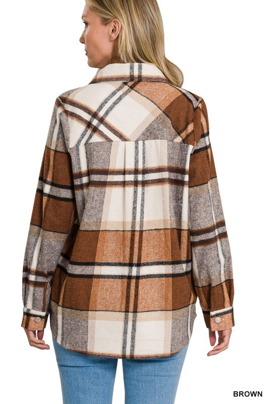 Zenana Yarn Dyed Plaid Shacket - Online Only