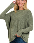 Zenana Brushed Melange Hacci Dolman Sleeve Sweater - My Pampered Life Seattle