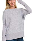 Zenana Brushed Melange Hacci Dolman Sleeve Sweater - My Pampered Life Seattle