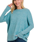 Zenana Brushed Melange Hacci Dolman Sleeve Sweater - My Pampered Life Seattle