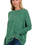 Zenana Brushed Melange Hacci Dolman Sleeve Sweater - My Pampered Life Seattle