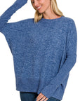 Zenana Brushed Melange Hacci Dolman Sleeve Sweater - My Pampered Life Seattle