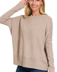 Zenana Brushed Melange Hacci Dolman Sleeve Sweater - My Pampered Life Seattle