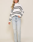 Lumiere Turtle Neck Pinstripe Sweater