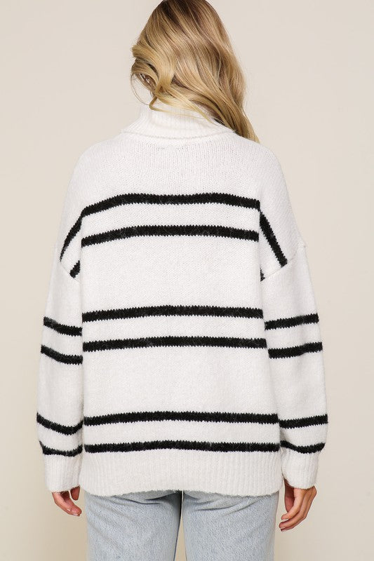 Lumiere Turtle Neck Pinstripe Sweater