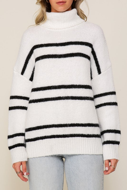 Lumiere Turtle Neck Pinstripe Sweater