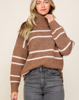 Lumiere Turtle Neck Pinstripe Sweater