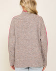 Lumiere Marled Brown Raglan Sleeve Funnel Neck Sweater