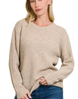 Zenana Round Neck Basic Sweater - Online Only