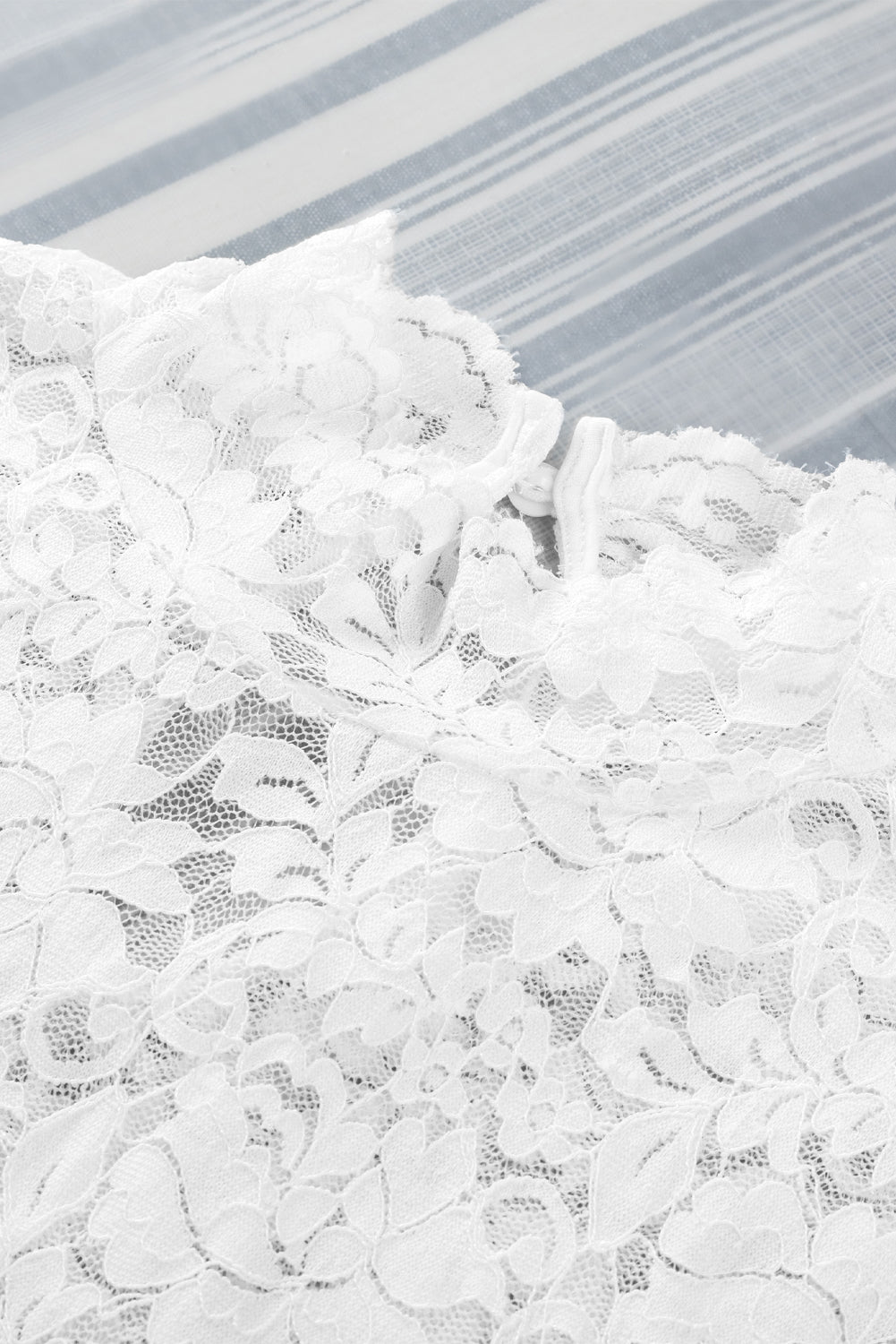 Floral Lace High Neck Puff Sleeve Blouse