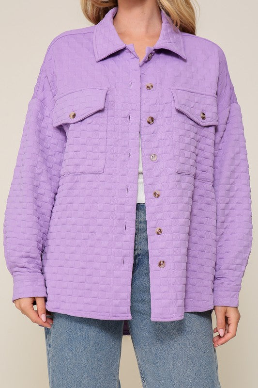 Timing Long Sleeve Quilted Button Down Jacket