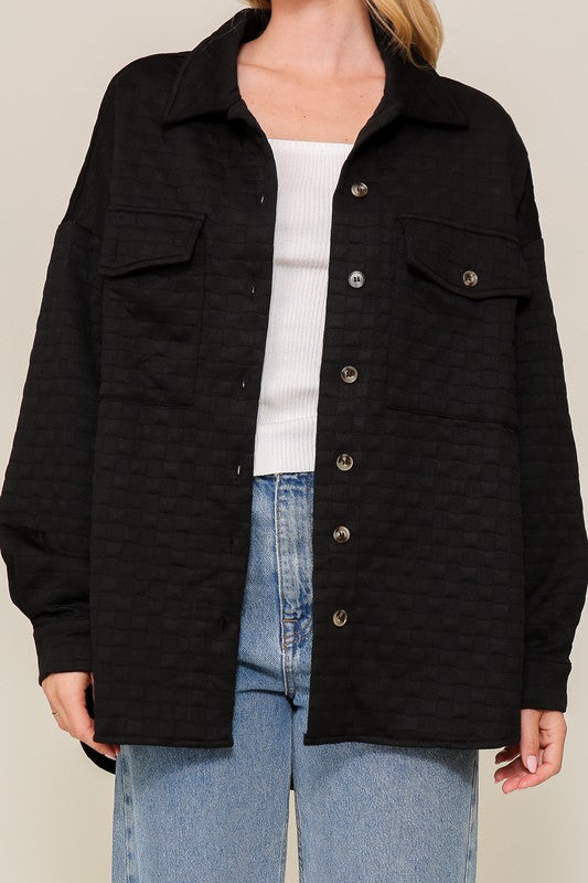 Timing Long Sleeve Quilted Button Down Jacket