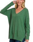Zenana Garment Dyed Front Seam Sweater - Online Only