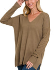 Zenana Plus Garment Dyed Seam Sweater - Online Only