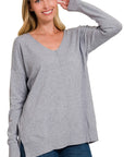 Zenana Plus Garment Dyed Seam Sweater - Online Only - My Pampered Life Seattle