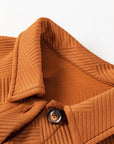 Textured Collared Button-Up Drop Shoulder Coat