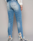 Denim Lab USA High Waist Destroyed Hem Boyfriend Jeans