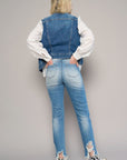 Denim Lab USA High Waist Destroyed Hem Boyfriend Jeans