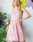 Heimish Full Size Floral V-Neck Tank Dress with Pockets