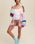 Listicle Hand Knit Multi Striped Cardigan