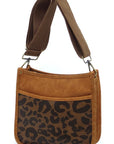 Leopard Colorblock Hobo Crossbody Bag