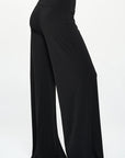 Renee C. Solid Wide Leg Pants with Thick Waistband