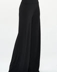 Renee C. Solid Wide Leg Pants with Thick Waistband