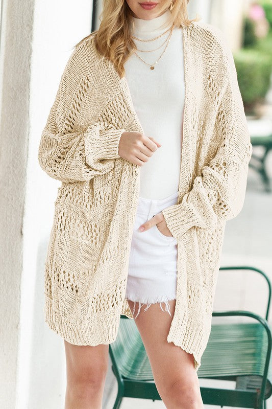 Crochet Dolman Knit Sleeve Cardigan