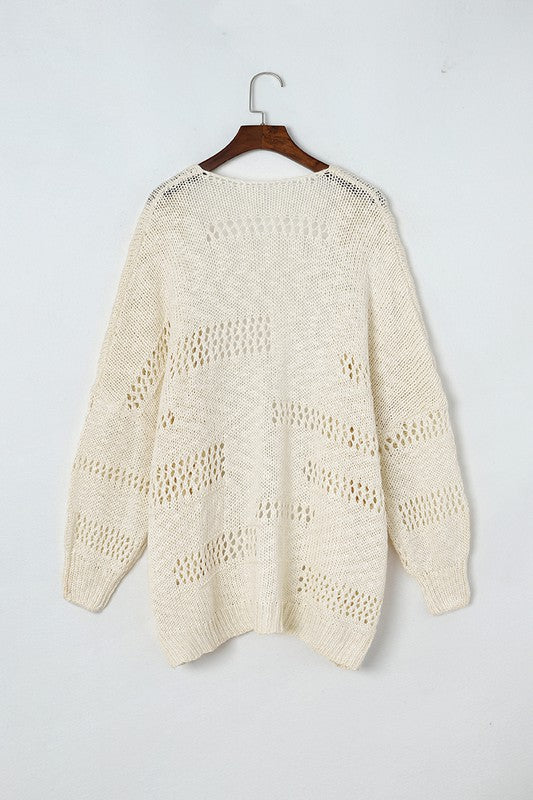 Crochet Dolman Knit Sleeve Cardigan