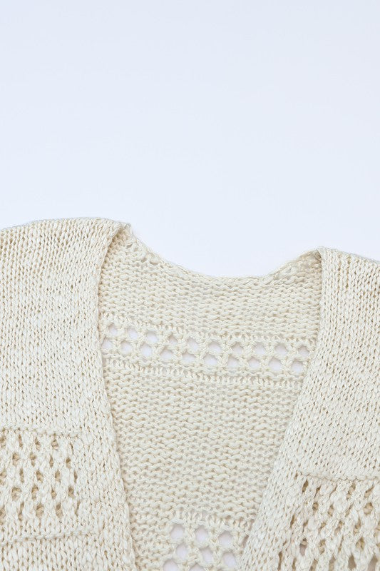 Crochet Dolman Knit Sleeve Cardigan