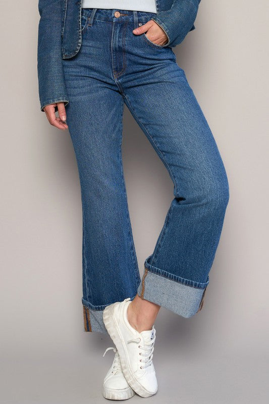 Insane Gene High Rise Cuffed Crop Boot Jeans