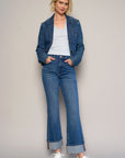 Denim Lab USA High Rise Cuffed Crop Boot Jeans