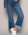 Denim Lab USA High Rise Cuffed Crop Boot Jeans