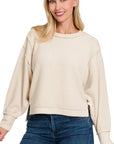 Zenana Brushed Melange Hacci Oversized Sweater