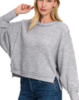 Zenana Brushed Melange Hacci Oversized Sweater