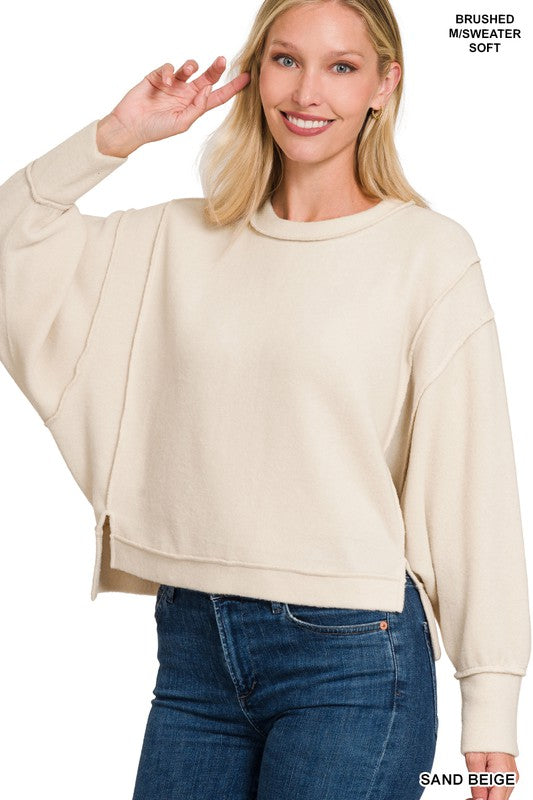 Zenana Brushed Melange Hacci Oversized Sweater