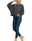 Zenana Brushed Melange Hacci Oversized Sweater