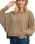 Zenana Brushed Melange Hacci Oversized Sweater